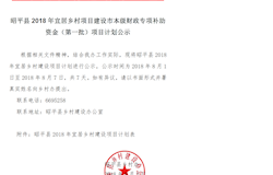 昭平县2018 年宜居乡村项目建设市本级财政专项补助 资金（第一批）项目计划公示