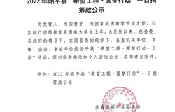 2022年昭平县“希望工程·圆梦行动”一日捐筹款公示